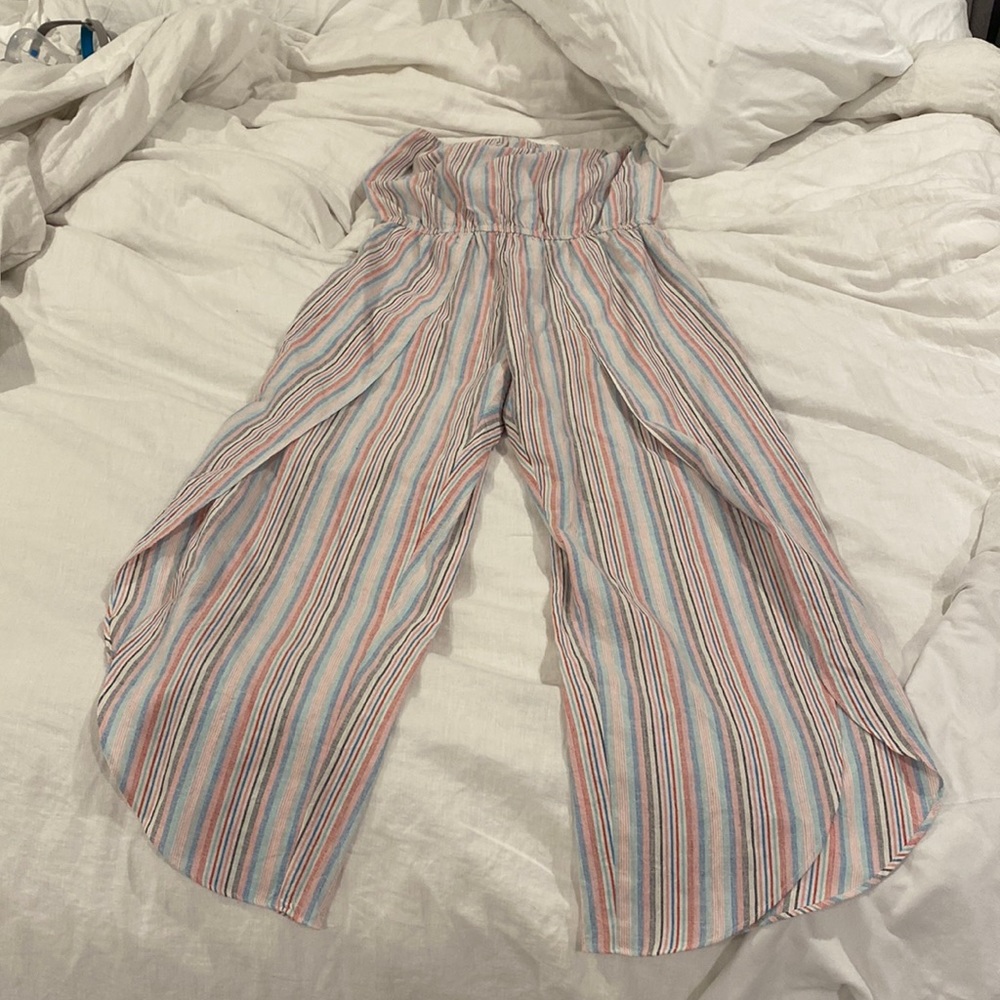 Strapless onesie - slits in the legs. Linen